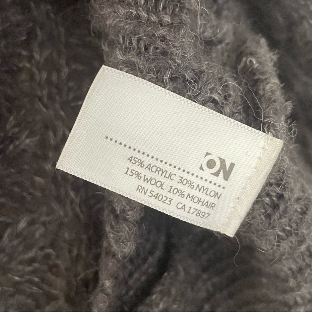 $10 SALE Knit Sweater Cowl Neck 3/4 Sleeve Winter Holiday Med-Dark Gray SzM - Picture 10 of 11